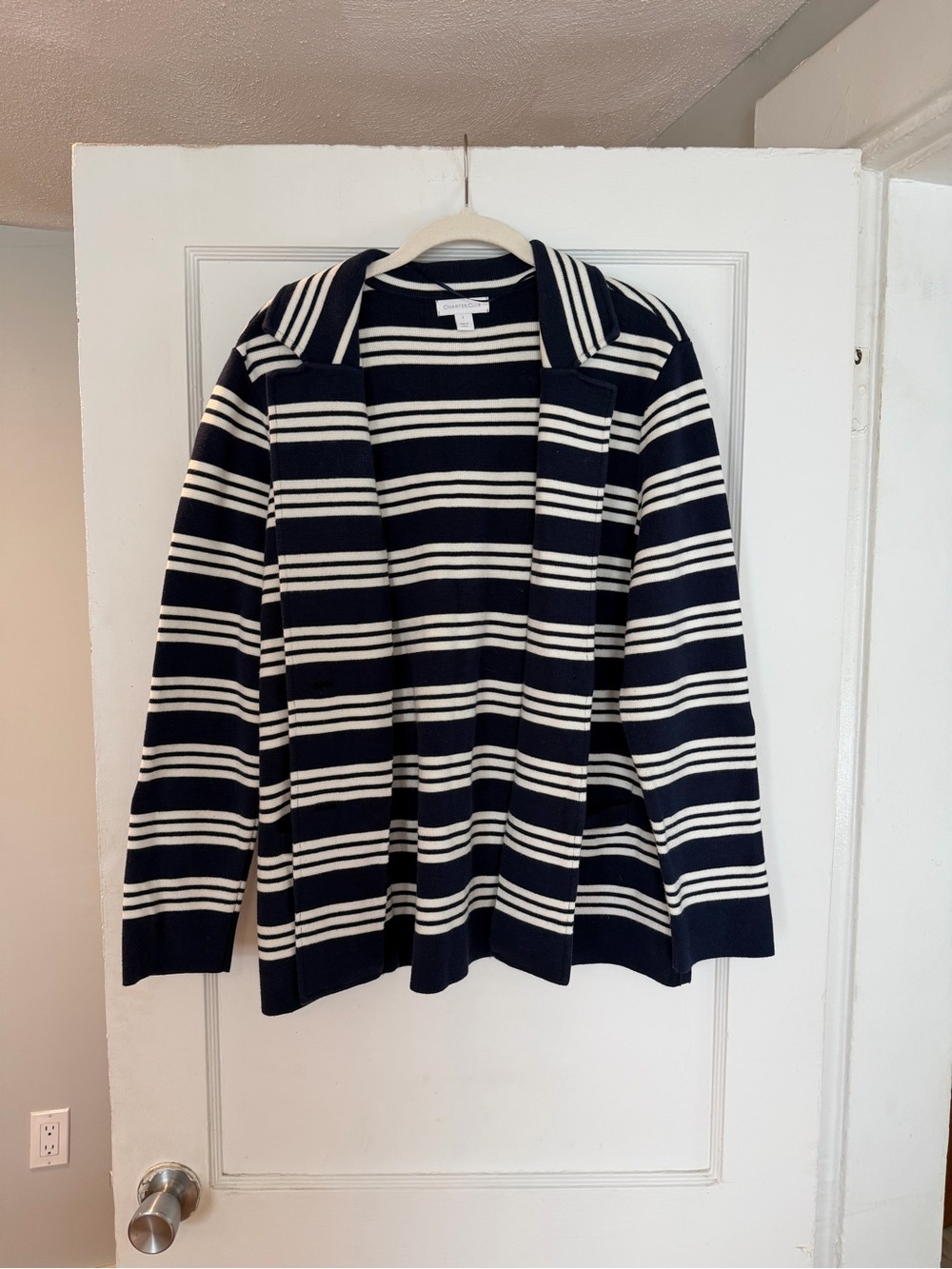 Striped Cotton Cardigan Blazer